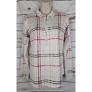 SOLD>>>>San Soleil Beige Plaid Golf Shirt